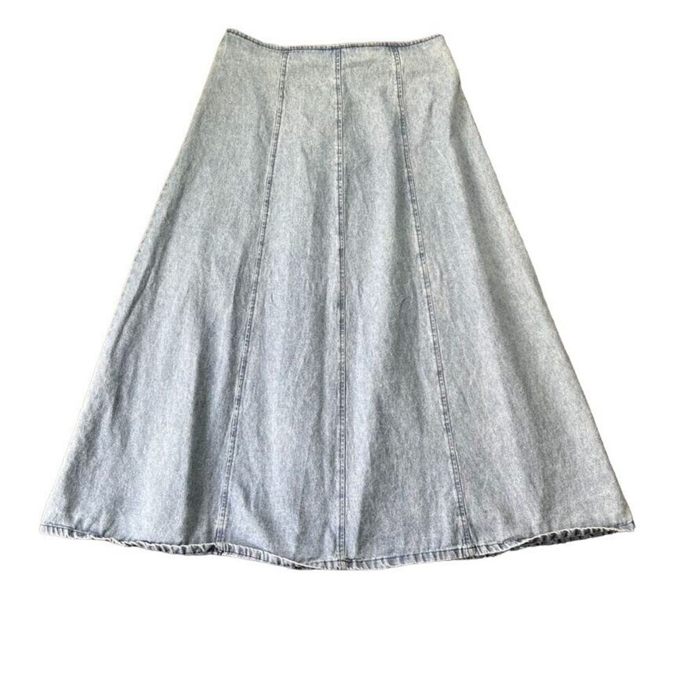 City Girl Sport Skirt 14 Jean Denim A-Line Midi Flare Flowy Flounce Western Vtg